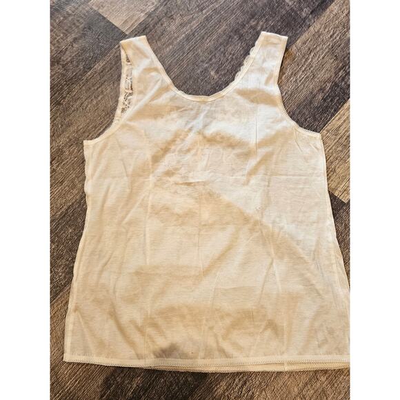 Vintage world polo haven't lace trim tank top undershirt cream large delicate - Picture 5 of 6